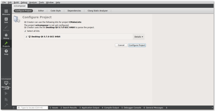 Configurando o NCL Composer no Qt Creator