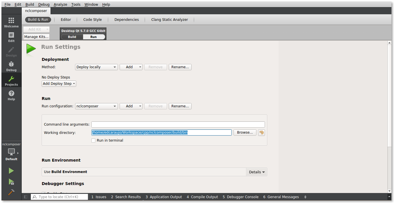 Configurando a Execução do NCL Composer (Nova Configuração)