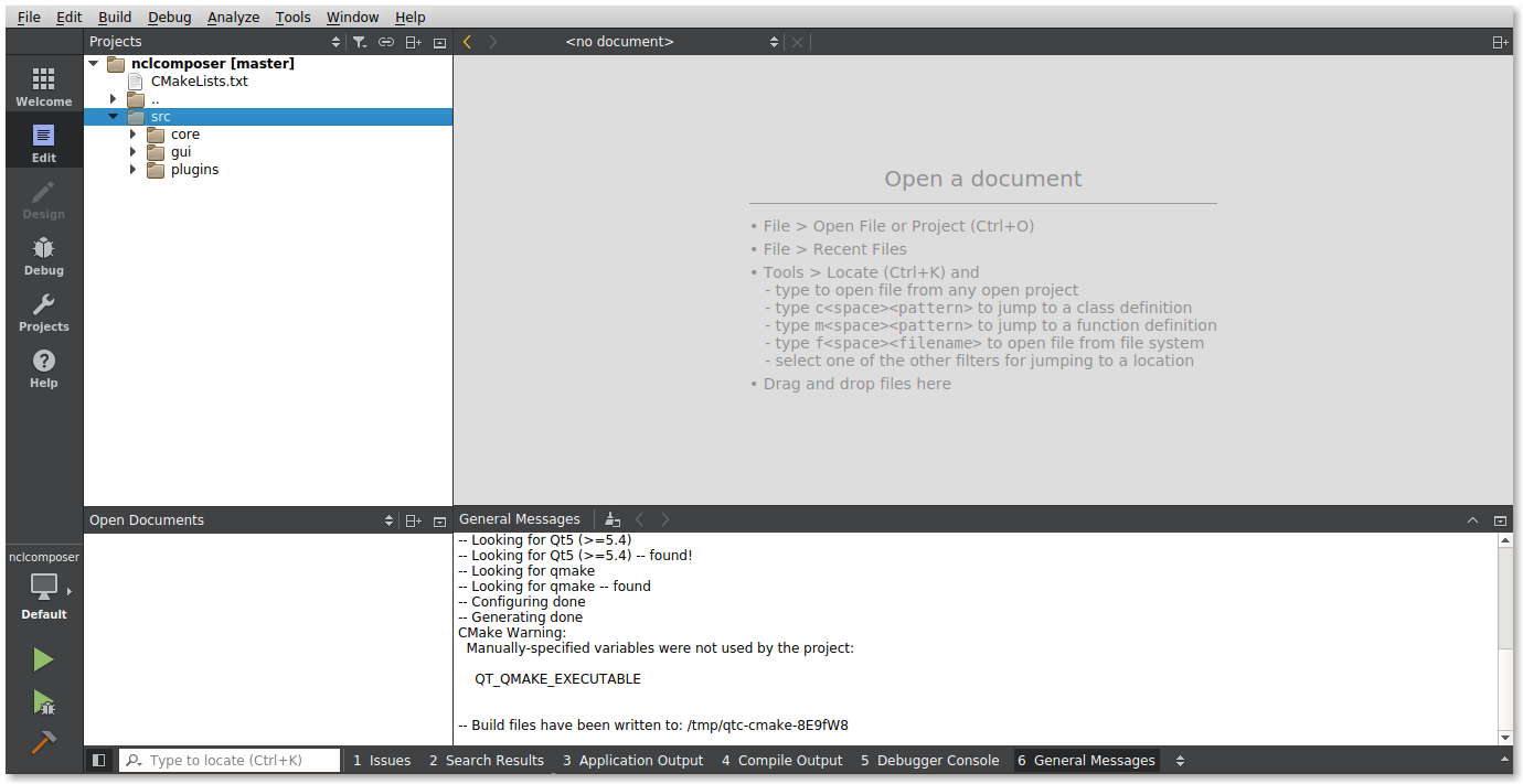 Configurando o NCL Composer no Qt Creator (Resultado)