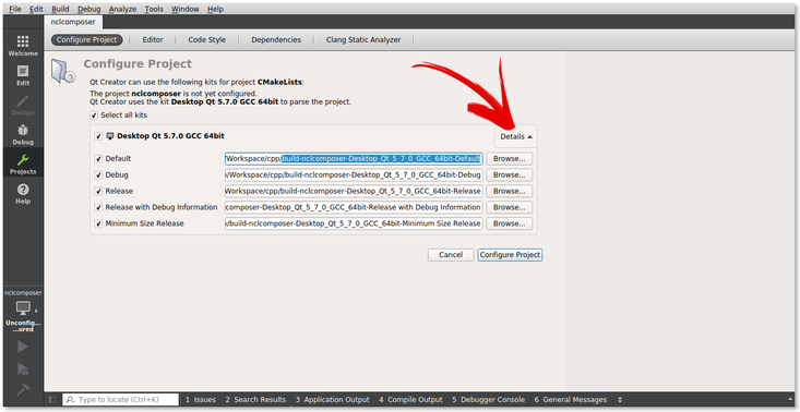 Configurando o NCL Composer no Qt Creator (Detalhes)